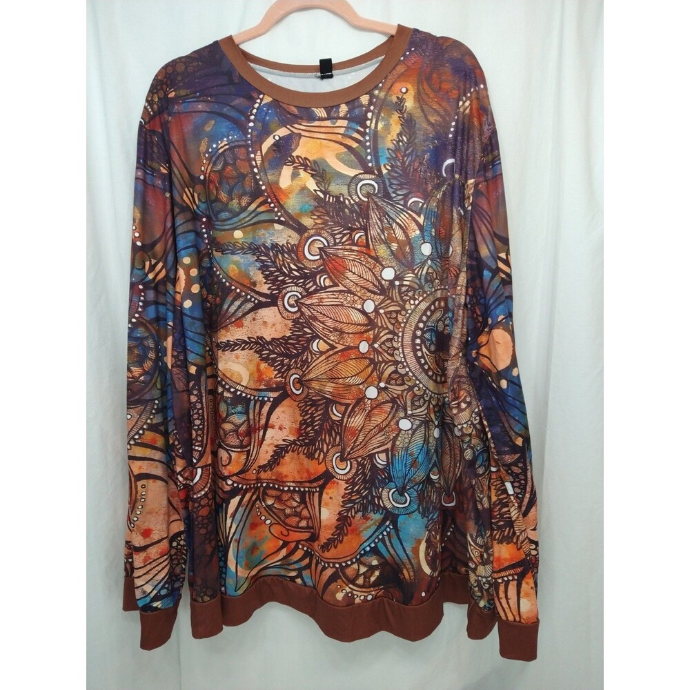 Unbranded 5x Long Sleeve Shirt Southwest Floral Brown